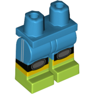 Lego Hips with Dark Azure Legs and Lime Boots Pattern with Black and Dark Bluish Gray Knee Pads and Yellow Shins Print / Dark Azure