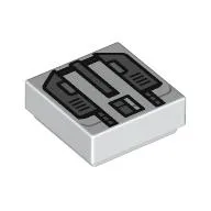 Tile 1 x 1 with Dark Bluish Grey Armor Print / White