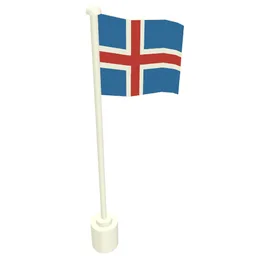 Flag on Flagpole with Iceland Print / White