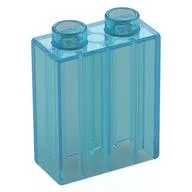 Duplo Brick 1 x 2 x 2 with Bottom Tube / Trans-Light Blue