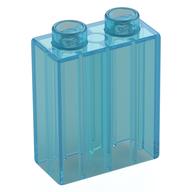 Lego Duplo Brick 1 x 2 x 2 with Bottom Tube / Trans-Light Blue