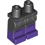 Lego Hips with Black Legs and Dark Purple Boots Pattern with Purple Knees, Gray Lines Print / Black