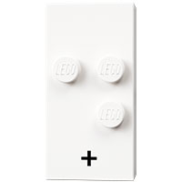Lego Braille Brick 2 x 4 with 3 Studs ⠲ and '+' Print / White