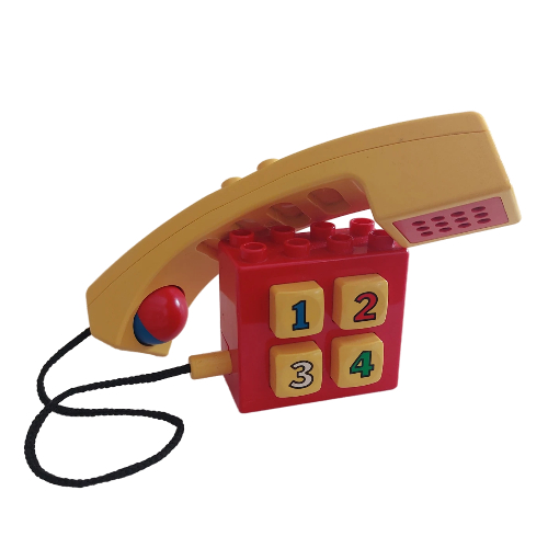 Lego Duplo Push-Button Telephone Brick with Ear / Mouthpiece (For Humans) / Red
