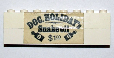 Lego Stickered Assembly 8 x 1 x 2 with 'DOC. HOLIDAY's Snake oil' Pattern (Sticker) - Set 365