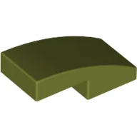 Brick Curved 2 x 1 No Studs [1/2 Bow] / Olive Green