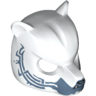 Lego Mask Bear with Black Nose, One Fang, Sand Blue Chin and Sand Blue Markings Print / White