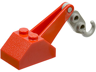 Lego Hook Slope 45 2 x 3 x 1 1/3 Double with Arm with Light Gray Tow Hook (3135 / 3136)
