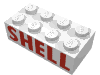 Lego Brick 2 x 4 without Cross Supports with Red 'SHELL' Print