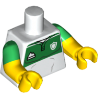 Lego Torso, Dual Molded Arms, Sports Jersey, Green Top with Sports Logos Print, Green Sleeves Pattern, Yellow Arms and Hands