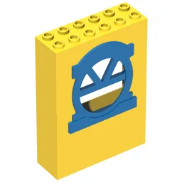 Fabuland, Building Wall 2 x 6 x 7 with Round Top Blue Window / Yellow