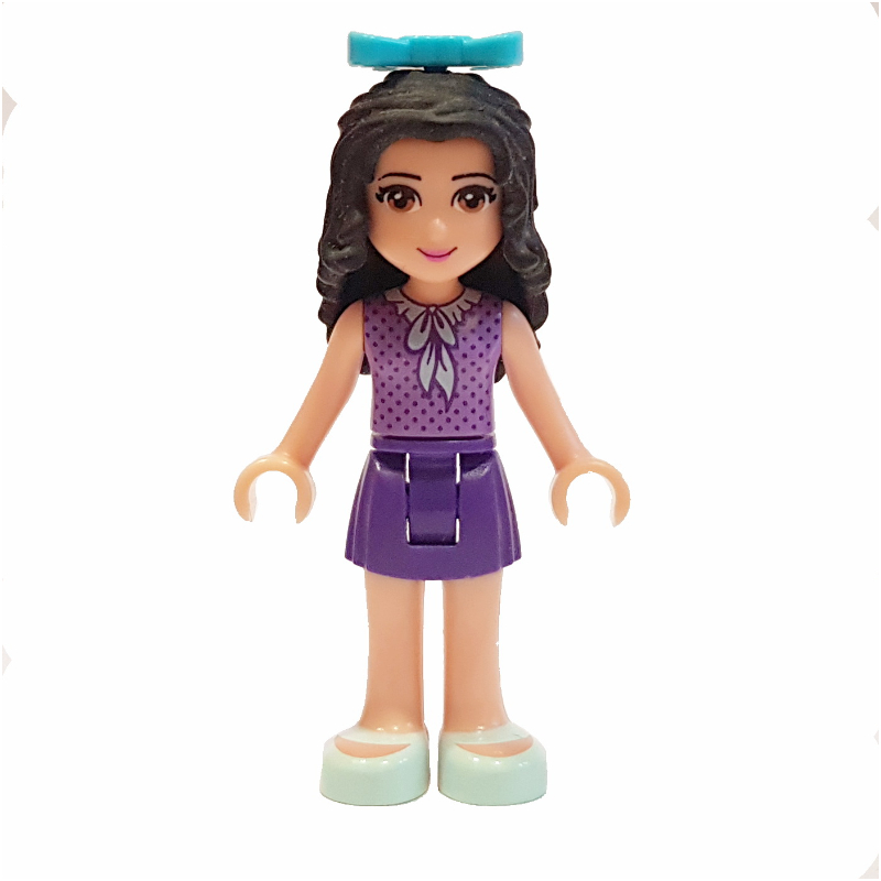 Lego Emma - Medium Lavender Dotted Top, Dark Purple Skirt, Bow