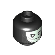 Lego Minifig Head Fifth Brother, Light Aqua Face, Light Bluish Gray Eyes Print / Black