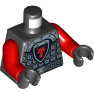 Lego Torso Dragon Knight Scale Mail with Silver Belt Print, Red Arms, Black Hands / Black
