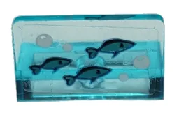 Panel 1 x 2 x 1 with 3 Dark Turquoise Fish and White Bubbles Pattern (Sticker) - Set 41380
