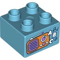 Duplo Brick 2 x 2 with Radio, 'A B C' Print