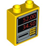 Lego Duplo Brick 1 x 2 x 2 with Keypad, Red '52.00' and '34.50' on Silver Background Print / Yellow