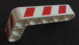 Technic, Liftarm, Modified Bent Thick L-Shape 3 x 5 with Red and White Danger Stripes Pattern Model Left Side (Stickers) - Set 42042