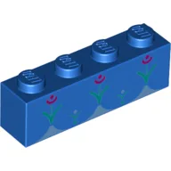 Brick 1 x 4 with Flowers Print / Blue