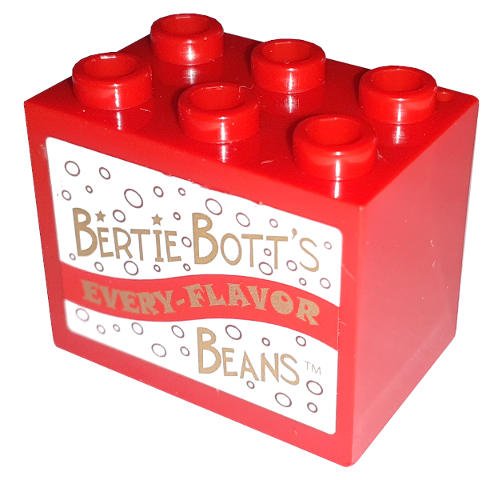 Lego Container, Cupboard 2 x 3 x 2 - Hollow Studs with 'BERTIE BOTT'S EVERY-FLAVOR BEANS' on White Background Pattern (Sticker) - Set 4841