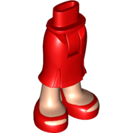 Lego Minidoll Hips and Long Skirt with Light Nougat Legs and Red Shoes Print / Red