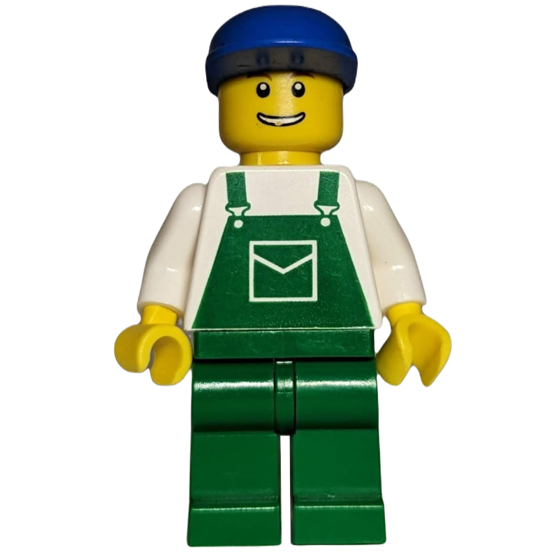 Lego White Torso, Green Overall, Green Cap