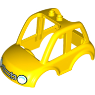 Lego Duplo Car Body High Cab 2 Top Studs with White Headlights and Grille Guard Print / Yellow