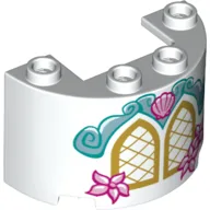 Cylinder Half 2 x 4 x 2 with 1 x 2 Cutout with Windows, Pink Flowers, Sea Shell Print