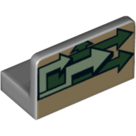 Lego Panel 1 x 2 x 1 [Rounded Corners] with Sand Green and Dark Green Arrows Print
