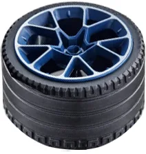 Wheel 62.3mm D. x 42mm Technic Racing Large with Silver Outline Pattern with Black Tire 81.6 x 44 ZR Technic Straight Tread (35187pb01 / 23799) / Dark Blue
