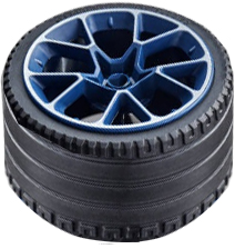 Lego Wheel 62.3mm D. x 42mm Technic Racing Large with Silver Outline Pattern with Black Tire 81.6 x 44 ZR Technic Straight Tread (35187pb01 / 23799)
