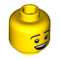Minifig Head Diver, Eyebrows, Open Mouth Smile Print / Yellow