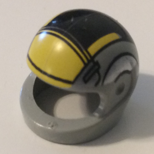Lego Helmet, Standard with Black and Yellow Print Large (B-wing) / Light Gray