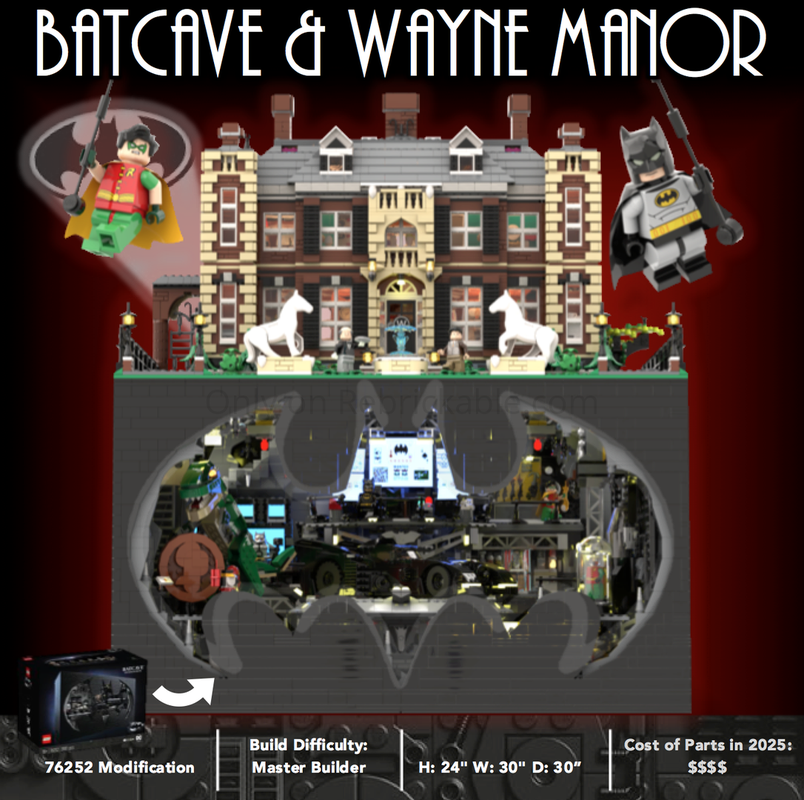 Lego Batcave & Wayne Manor - 76252 & 21330 Modular Building Expansion