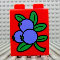 Duplo Brick 1 x 2 x 2 with 3 Blueberries and Leaves Print