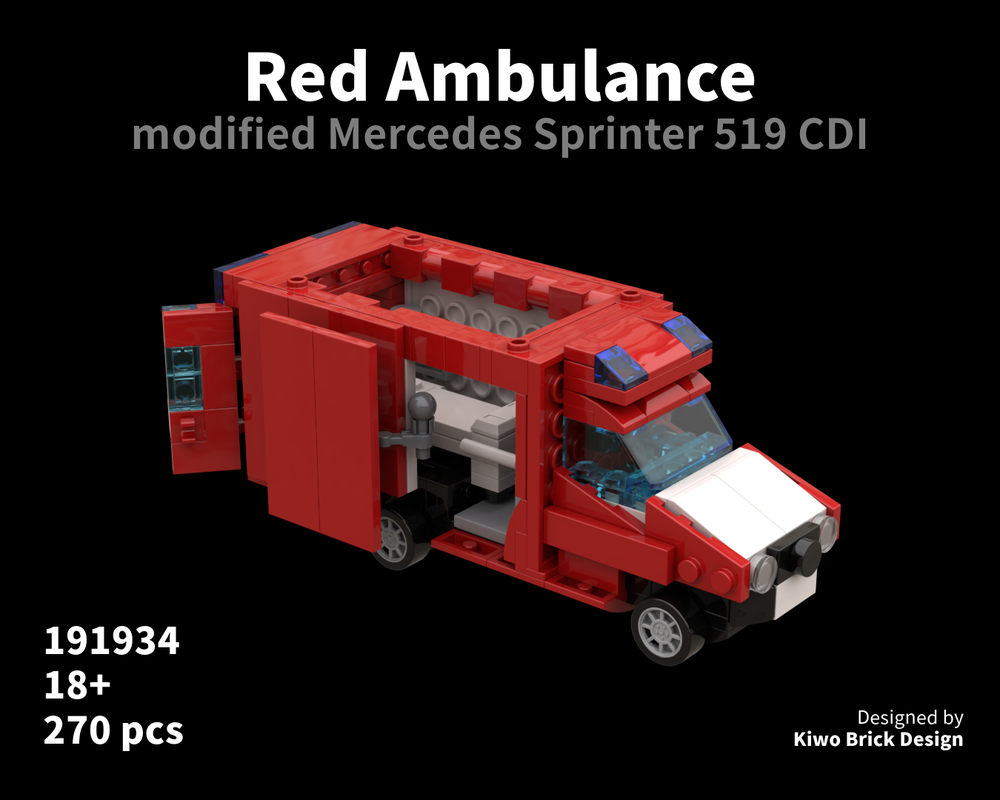 Lego Red Ambulance (modified Mercedes Sprinter 519 CDI)