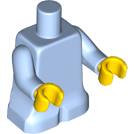 Lego Baby / Toddler Body, Movable Bright Light Blue Arms, Yellow Hands [Maggie] / Bright Light Blue