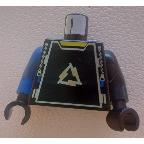 Lego Torso, Odd Arms, Alpha Team Arctic Logo, Zippers and Blue Tabs Print, Left Black Arm, Right Blue Arm, Black Hands / Black