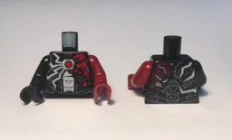 Torso Armor, Red Arc Reactor, White and Red Jagged Lines Pattern / Dark Red Arm Left / Black Arm Right / Dark Red Hand Left / Black Hand Right