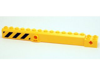 Lego Crane Arm Outside, Wide with Pin Hole at Mid-Point with Black and Yellow Danger Stripes Pattern on Both Sides (Stickers) - Set 4204
