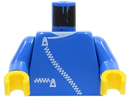 Torso Jacket with White Zippers and Neck Pattern / Blue Arms / Yellow Hands