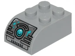 Slope, Curved 3 x 2 with 4 Studs with Juicer Controls and Medium Azure Button Pattern (Sticker) - Set 40336