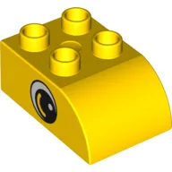 Duplo Brick 2 x 3 with Curved Top with Eye Print on Both Sides / Yellow