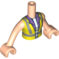 Lego Minidoll Torso Girl, High Visibility Jacket, Lavender Collar, White Shirt print, Light Nougat Arms and Hands / Light Nougat