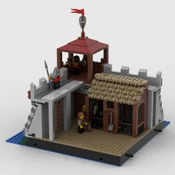 Modular Castle Section: Corner with Watchtower & Stable