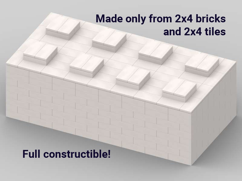 Lego Large Lego Brick 2x4 made only from 2x4 bricks and 2x4 tiles / Großer Legostein 2x4 nur aus 2x4 Steinen und 2x4 Tiles