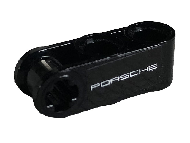 Lego Technic, Axle and Pin Connector Perpendicular 3L with 2 Pin Holes with 'PORSCHE' Pattern Model Right Side (Sticker) - Set 42096