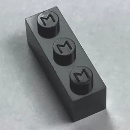 Modulex Brick 1 x 3 with M on Stud / Modulex Terracotta