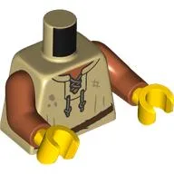 Torso, Tunic, Nougat Laces, Reddish Brown Rope for Belt Print, Dark Orange Arms, Yellow Hands / Tan