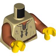 Lego Torso, Tunic, Nougat Laces, Reddish Brown Rope for Belt print, Dark Orange Arms, Yellow Hands / Tan